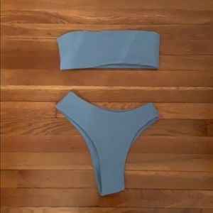 Tubed top and bottom two piece bathing suit